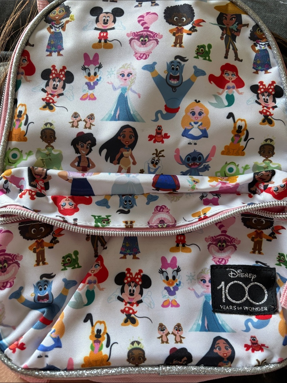 Disney White Multi-Character Kids Backpack with Colorful Characters